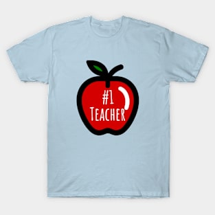 #1 Teacher Apple T-Shirt